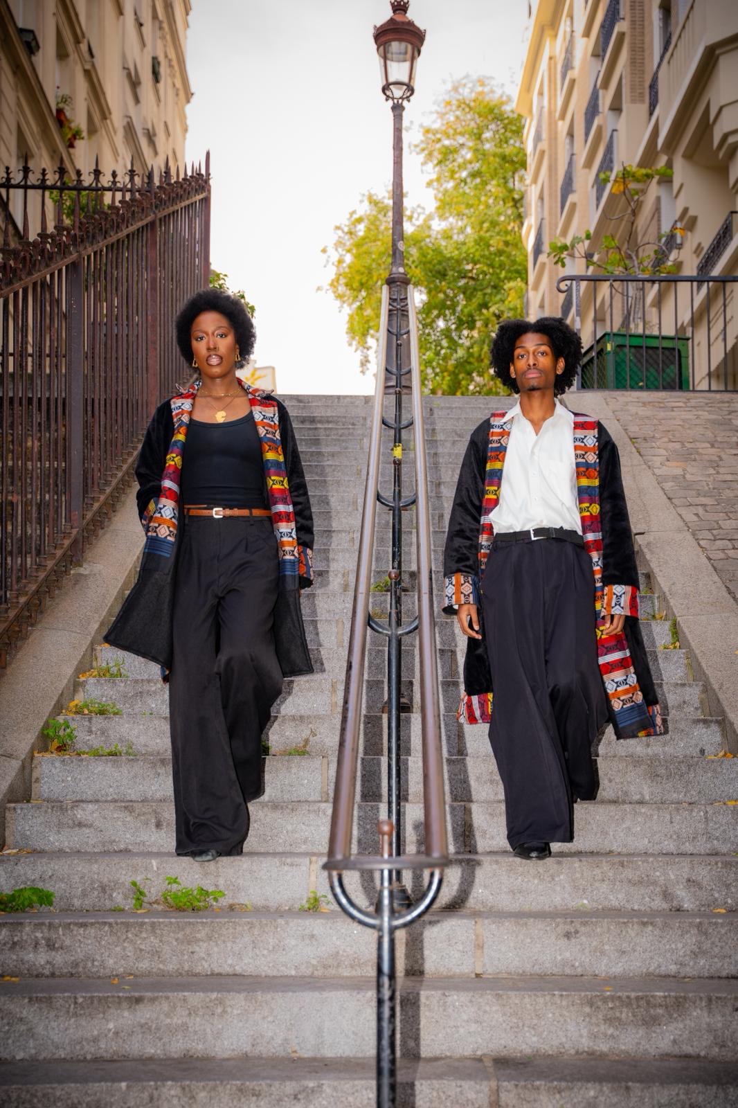 Manteau en Velours & Pagne Tissé Sénégalais Édition Héritage