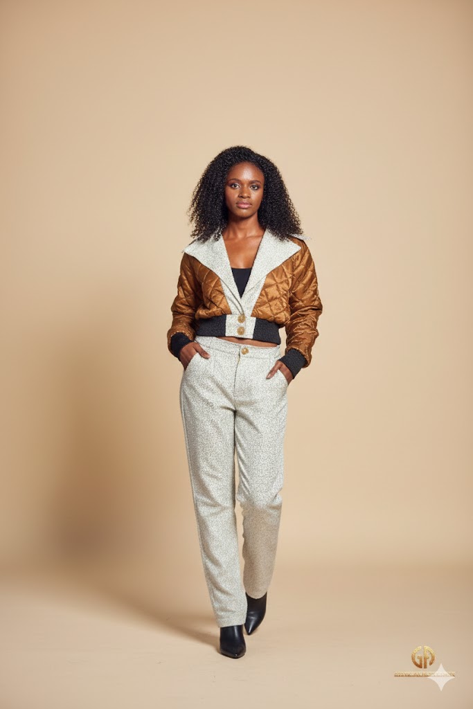 Ensemble bomber couture & pantalon en raphia M, L