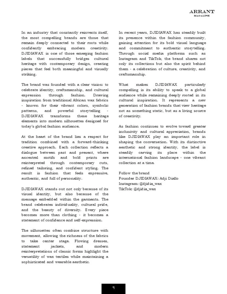 Arrant Magazine : article sur Djidiawax